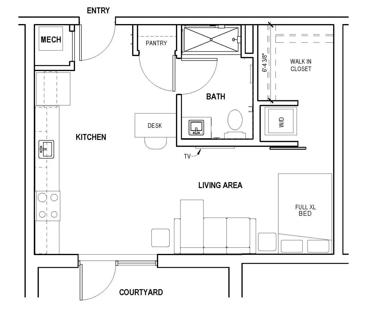 Junior 1-bed with courtyard
